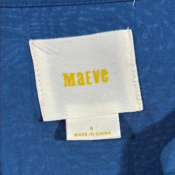 Maeve Blue Long Sleeve Mandarin Collar Blouse - Picture 2 of 8